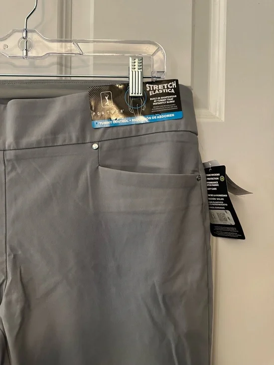 NWTS PGA Tour Womens Stretch Elastic Waist Pants - Gray Sz XL Tummy Control - Picture 9 of 10